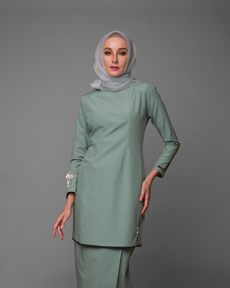 Kurung Moden Iris - Mint Green ...